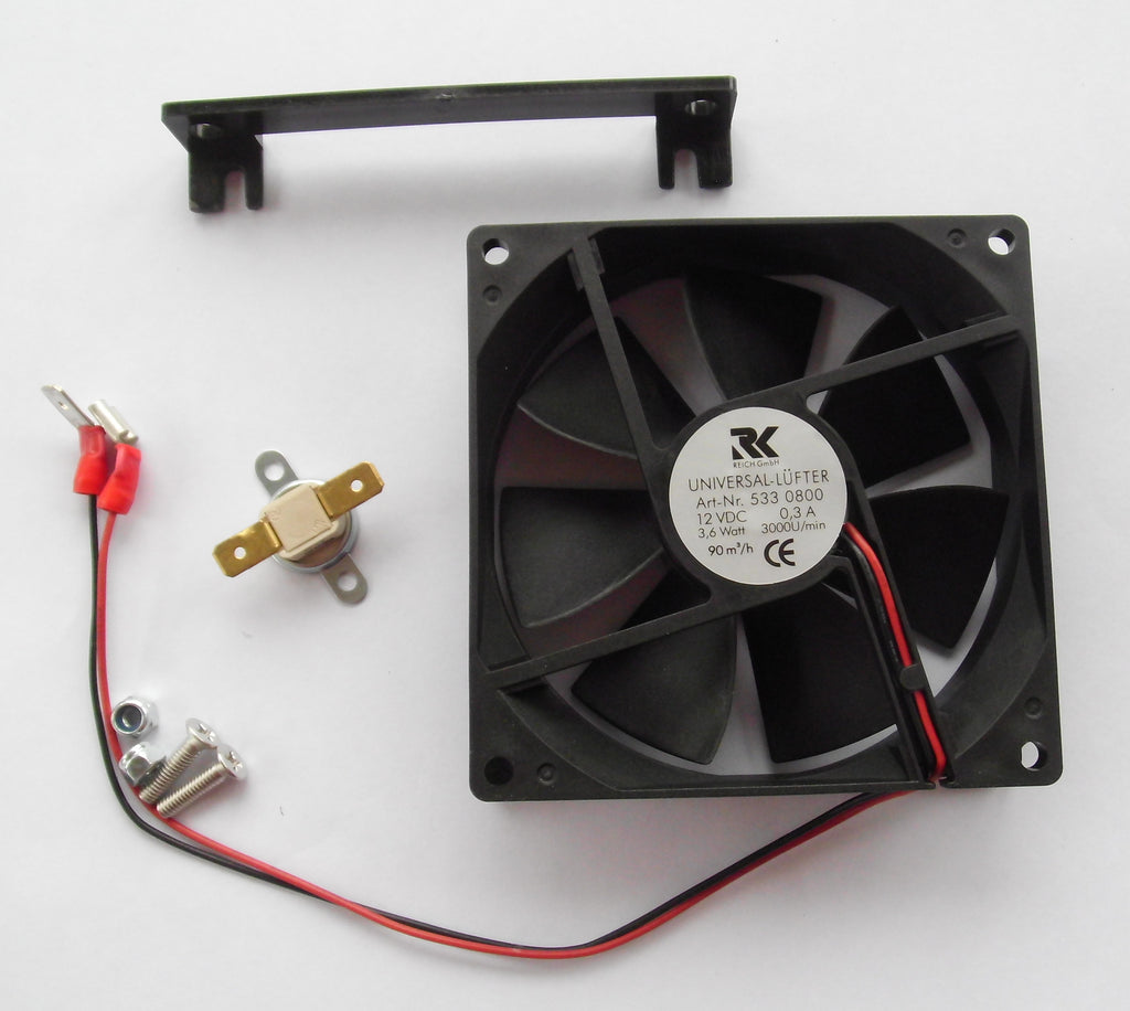 Kühlschrank Lüfter Set 2,6 W Gebläse Ventilator mit Thermostatschalter 50910p NEU